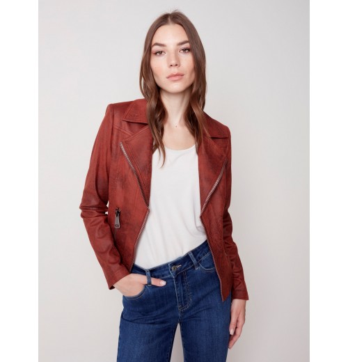 Vintage Faux Leather Perfecto Jacket - Cinnamon